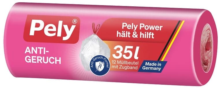 Pely® KLIMA-NEUTRAL drawstring bags anti-odour, 35 litres, 12 pieces