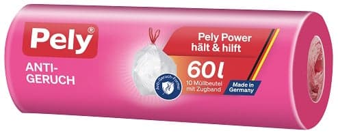 Pely® KLIMA-NEUTRAL drawstring bags anti-odour, 60 litres, 10 pieces