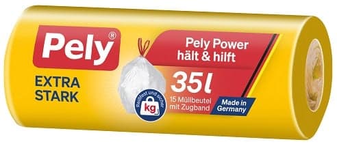Pely® KLIMA-NEUTRAL drawstring bag extra-strong, 35 litres, 15 pieces