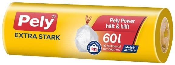 Pely® KLIMA-NEUTRAL drawstring bag extra-strong, 60 litres, 10 pieces