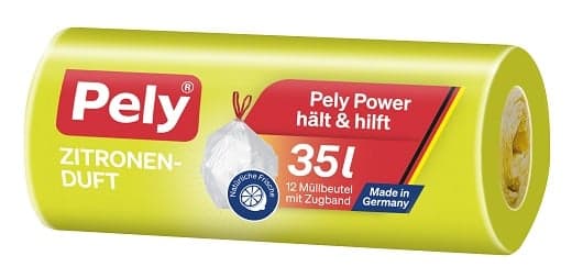 Pely® KLIMA-NEUTRAL drawstring bag lemon-mint scent, 35 litres, 12 pieces