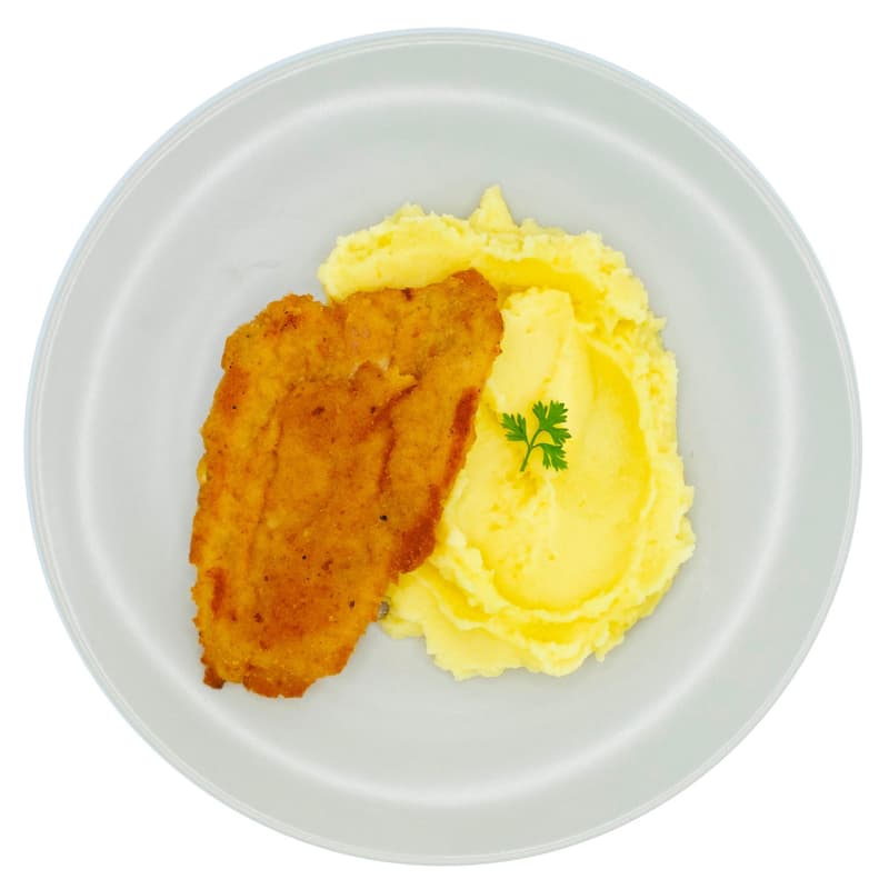Pappudia Hühnerschnitzel mit Kartoffelpüree