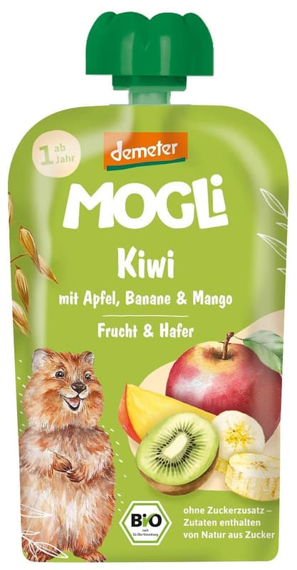 Mogli BIO Quetschie Kiwi.Apfel,Banane,Mango&Hafer, ab 1 Jahr