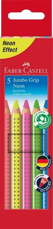 Faber-Castell Buntstift Jumbo Grip Neon 5er-Etui