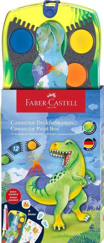 Faber-Castell Farbkasten Connector Dino 12 Farben + Deckweiß