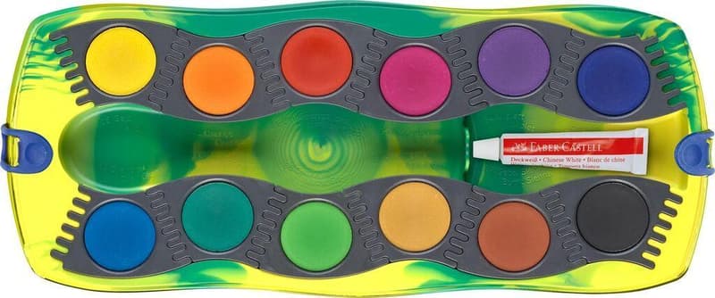 Faber-Castell Farbkasten Connector Dino 12 Farben + Deckweiß
