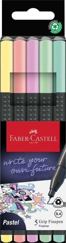 Faber-Castell Finepen Grip 0.4 5er Etui pastell