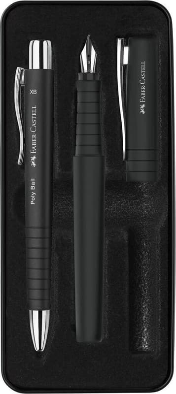 Faber-Castell Set Poly Ball Pen schwarz Füller+KS