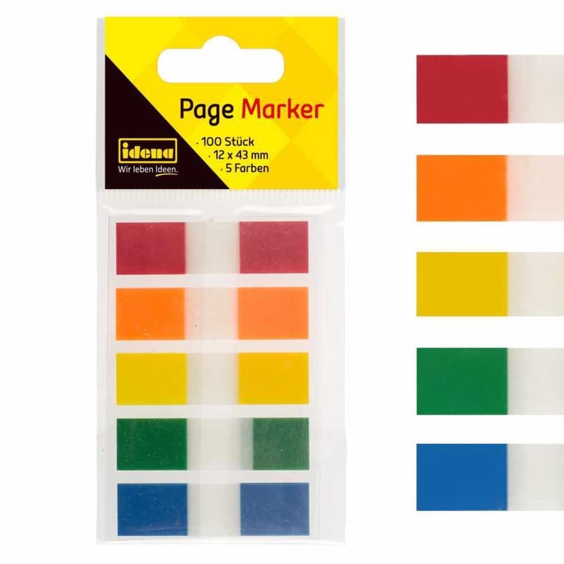 Page Marker Strips 5 Farben 12x43mm 100 Stück