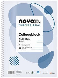 NOVOOO Collegeblock DIN A4 80 Blatt liniert weiß