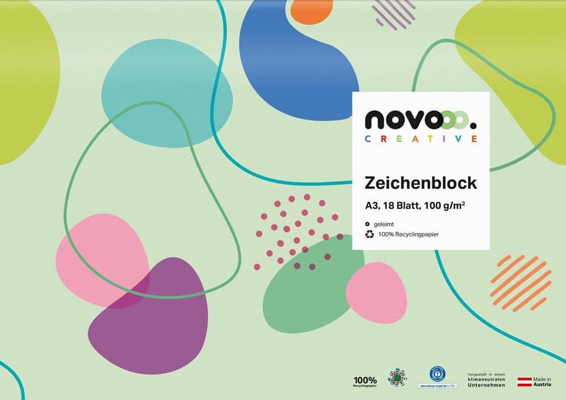 NOVOOO CREATIVE Zeichenblock DIN A3 18 Blatt 100 g/m² blanko