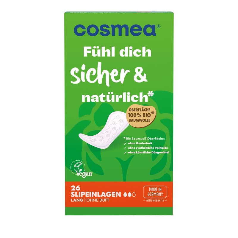 Cosmea BIO Slipeinlagen, VEGAN, Lang ohne Duft
