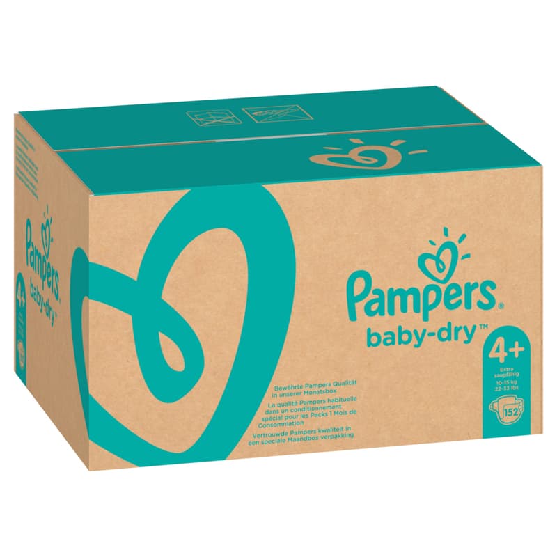 Pampers Baby Dry Gr.4+ Maxi Plus 10-15kg MonatsBox