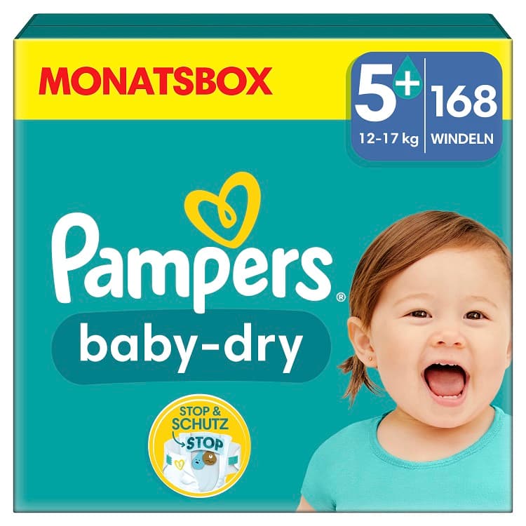 Pampers Baby Dry Gr.5+ Junior Plus 12-17kg MonatsBox