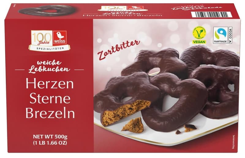 Weiss Herzen/Sterne/Brezeln Zartbitter