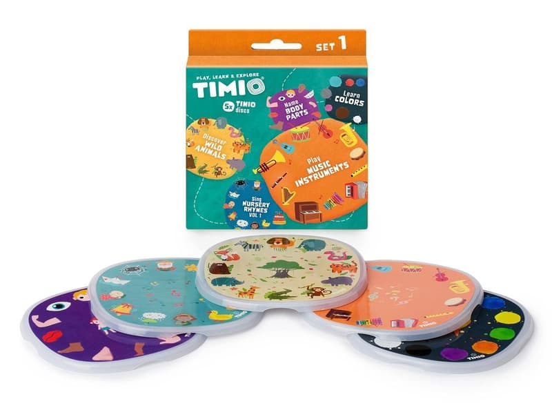 TIMIO Disc Set 1 – Wild Animals, Nursery Rhymes, Music, Colours & Body Parts: 5 Discs