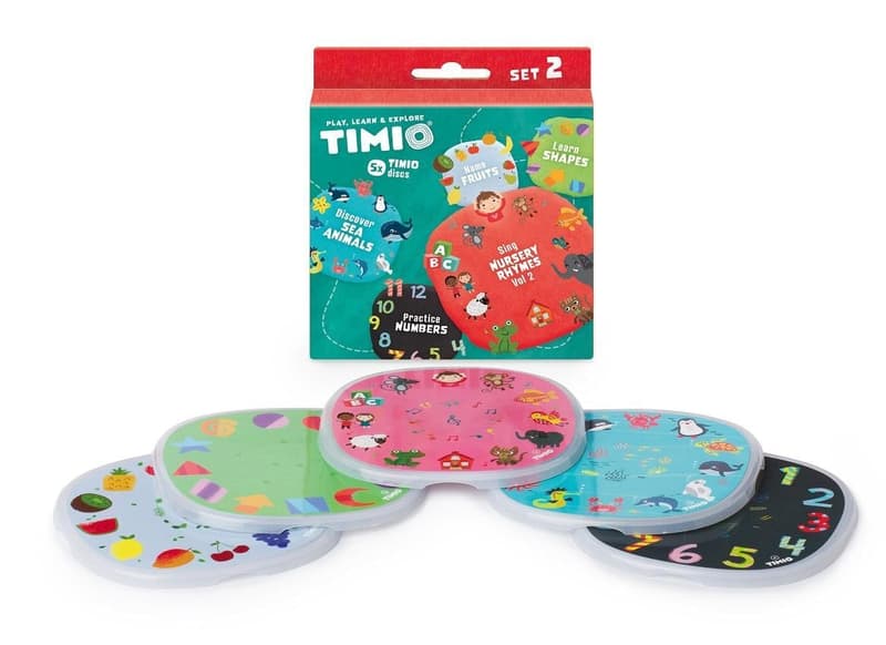 TIMIO Disc Set 2 – Sea Animals, Nursery Rhymes, Numbers, Fruits & Shapes: 5 Discs