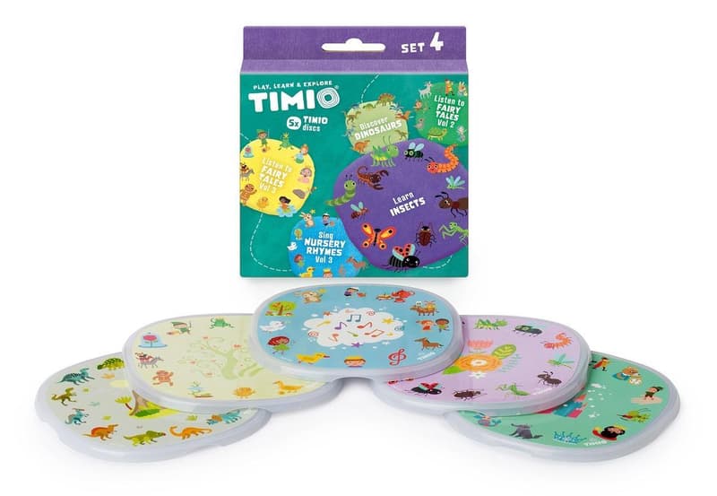 TIMIO Disc Set 4 – Fairy tales Vol 2 & 3, nursery rhymes, insects & dinosaurs: 5 discs