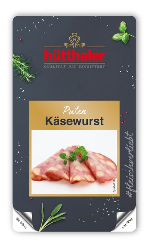 Hütthaler Turkey-Cheese Sausage fried sliced