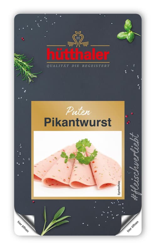 Hütthaler Puten-Pikantwurst geschnitten