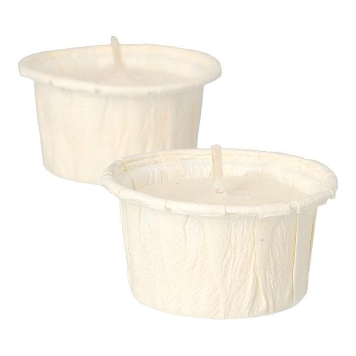Teelichter Ø 42 mm · 25 mm weiss nachhaltig, in Papierhülle