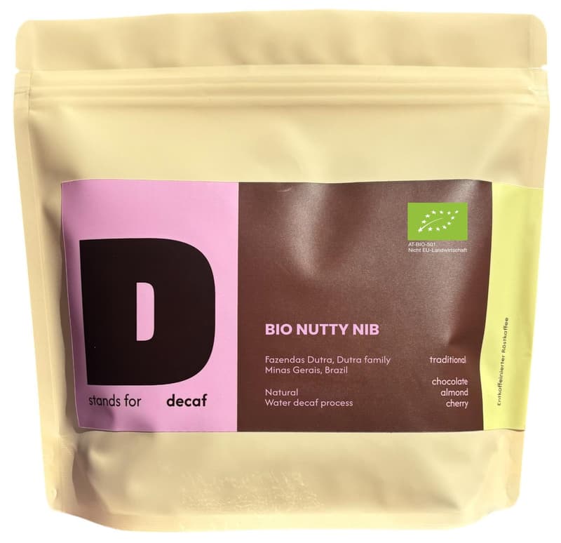 D stands for Nutty Nib - Decaf Beans