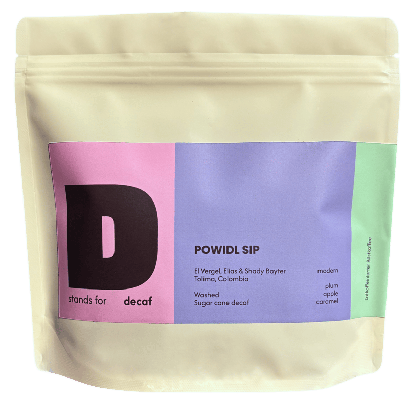 D stands for Powidl Sip - Decaf Bohnen
