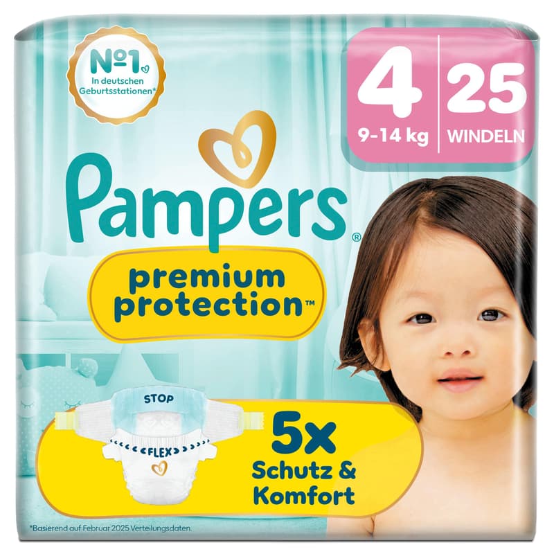 Pampers Premium Protection Windeln Gr. 4 Maxi 9-14kg Single Pack 25 St