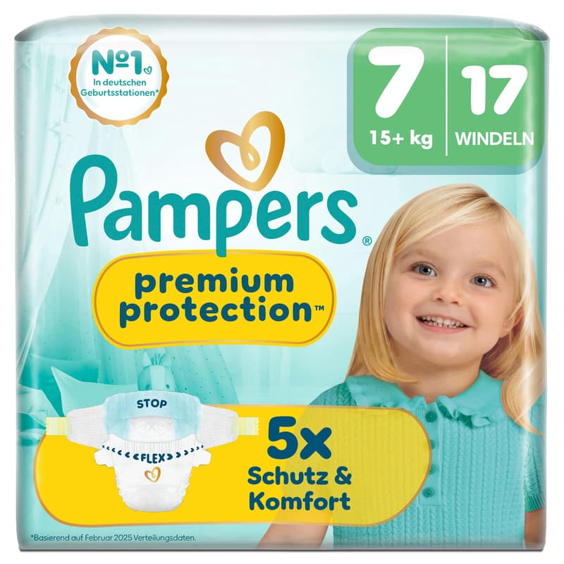 Pampers Premium Protection Windeln Gr. 7 Extra Large 15+kg Single Pack 17 St