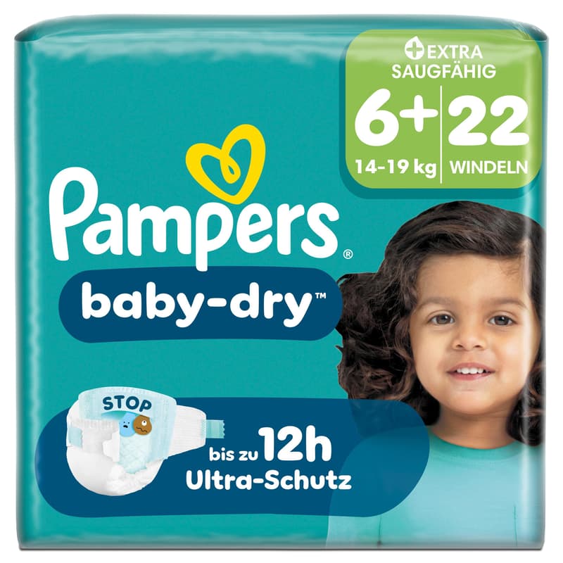 Pampers Baby Dry Diapers Size 6+ Extra Large Plus 14-19kg Single Pack 22 pcs