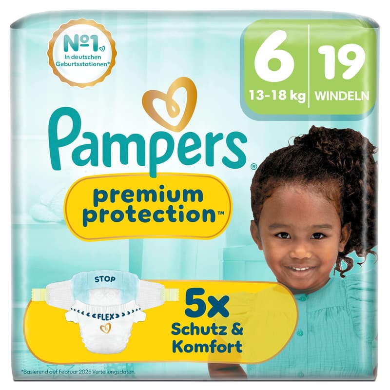 Pampers Premium Protection Windeln Gr. 6 Extra Large 13-18kg Single Pack 19 St