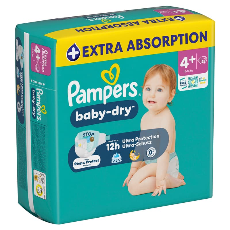 Pampers Baby Dry Windeln Gr. 4+ Maxi Plus 10-15kg Single Pack 28 St