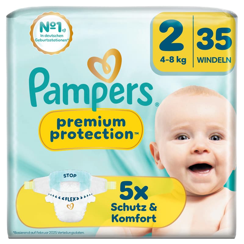 Pampers Premium Protection New Baby Windeln Gr. 2 Mini 4-8kg Single Pack 35 St