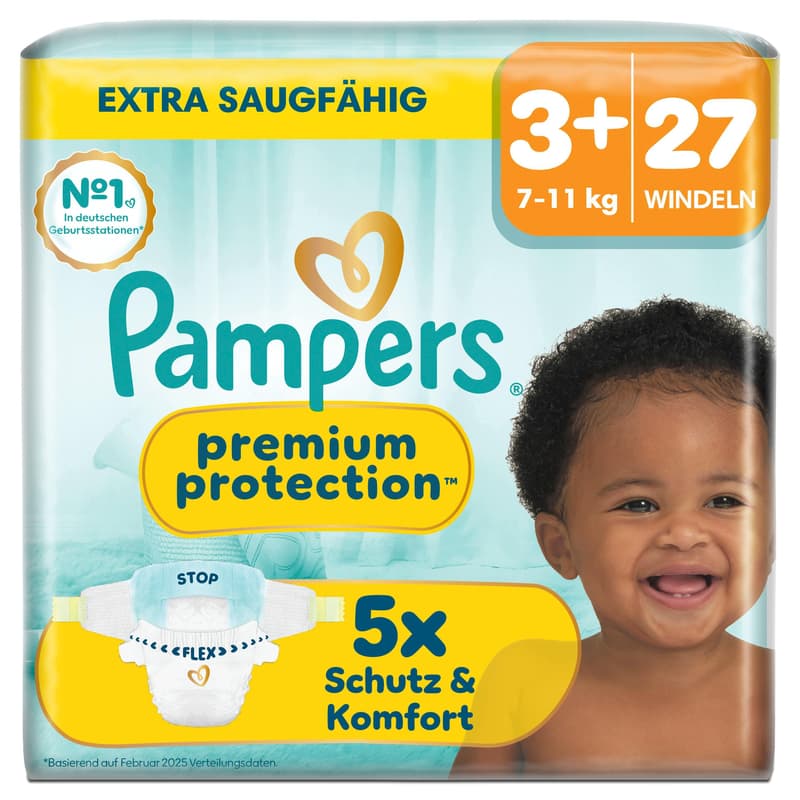 Pampers Premium Protection Windeln Gr.3+ Midi Plus 7-11kg Single Pack 27 ST