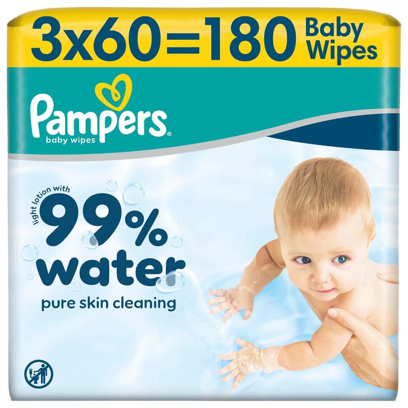 Pampers wipes 99% Water 3x180 pcs