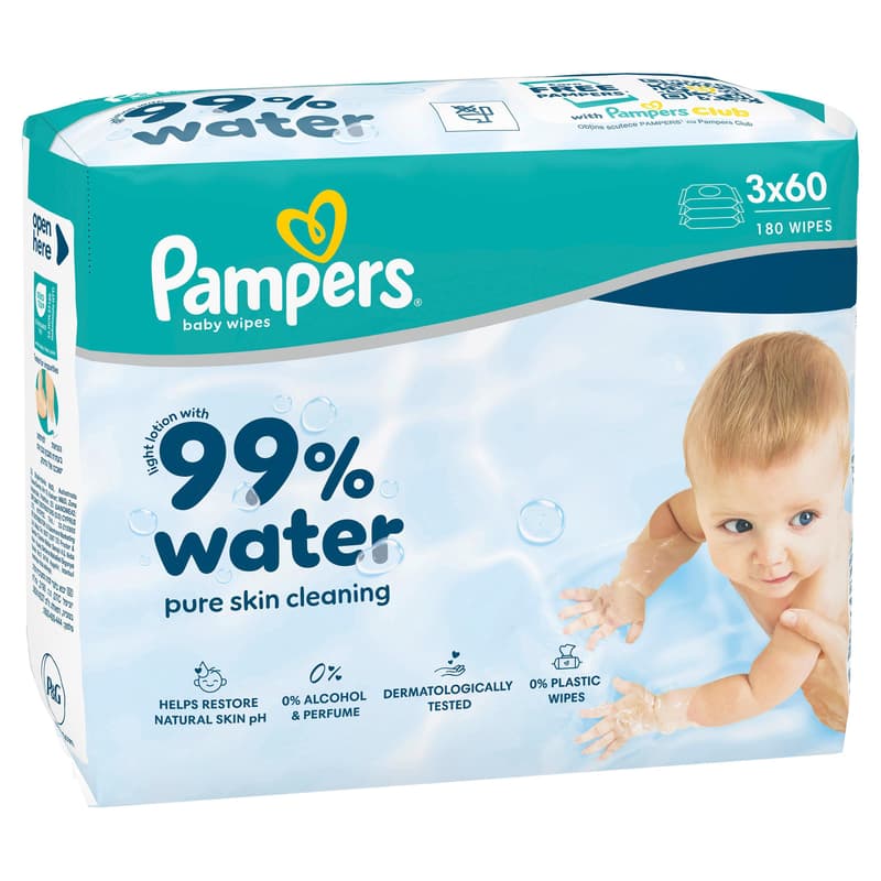Pampers wipes 99% Water 3x180 pcs