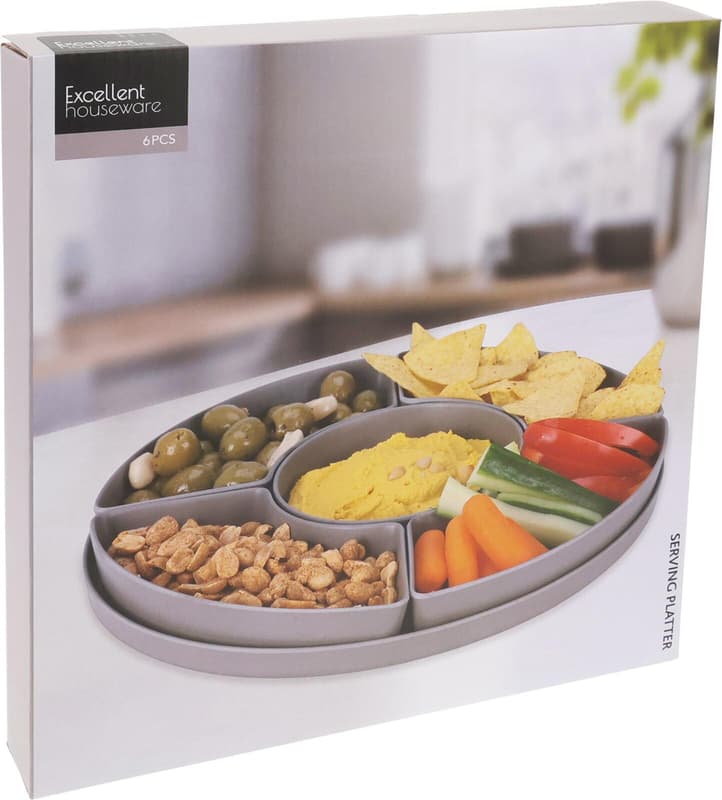 Servierplatten-Set, grau od. weiß