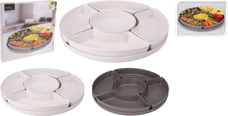 Servierplatten-Set, grau od. weiß