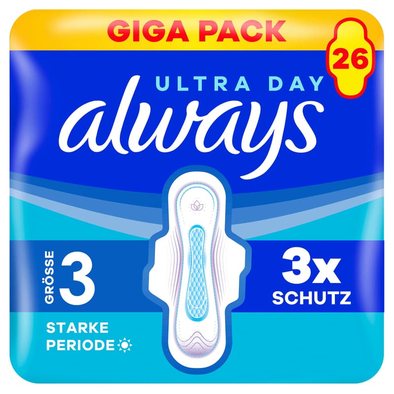 Always Ultra Damenbinden Größe 3 - Long Plus mit Flügeln Gigapack 26