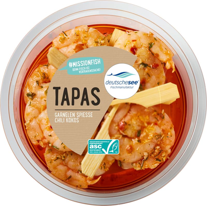 Deutsche See Garnelen Spieße Chili Kokos