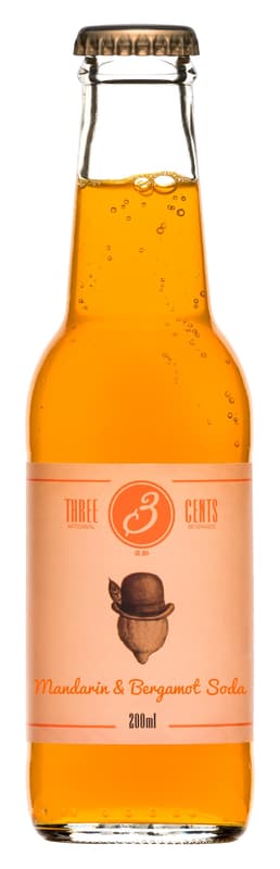 Three Cents Mandarin & Bergamot Soda (one-way glass bottle)