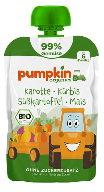 Pumpkin Organics BIO Quetschie Karotte, Kürbis, Süßkartoffel, Mais