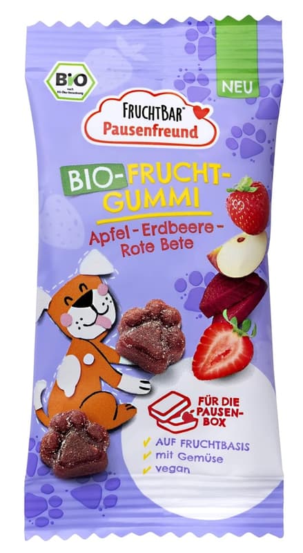 FruchtBar Pausenfreund BIO Fruchtgummi, Apfel, Erdbeere, Rote Bete