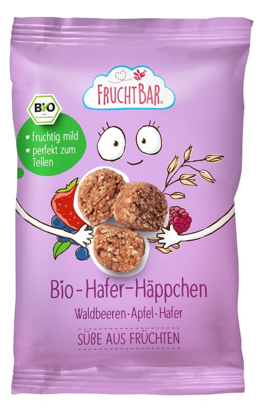 FruchtBar BIO Hafer-Häppchen Waldbeeren, Apfel, Hafer
