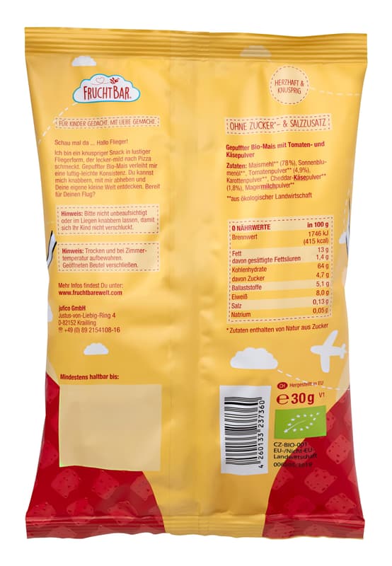 FruchtBar BIO Pizza-Flieger,Tomate,Käse,Mais