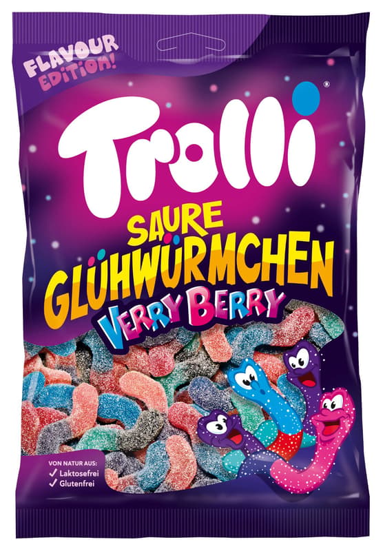 Trolli Sour Glowworms Very Berry 18x200g