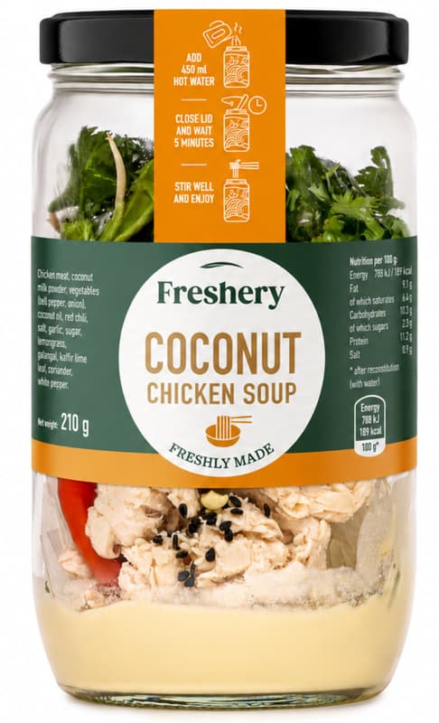 Freshery Coconut Soup with Chicken Meat