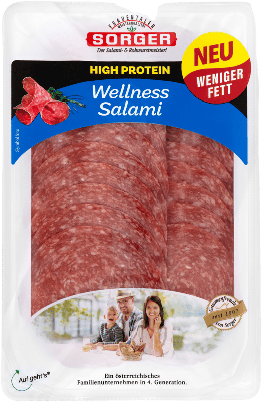 Sorger High Protein Wellness Salami geschnitten