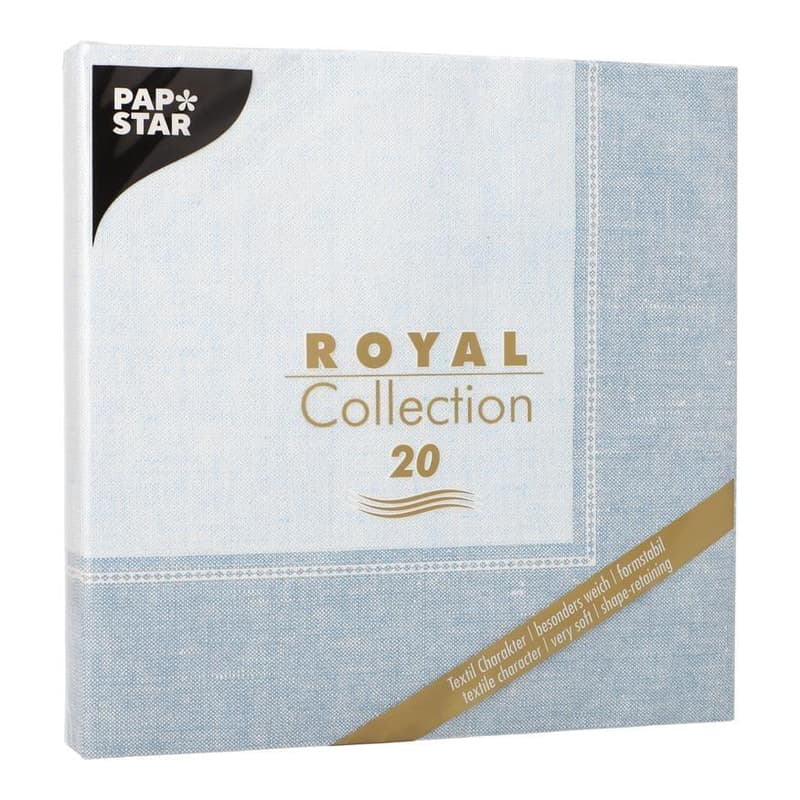 PAPSTAR 20 Napkins "ROYAL Collection" 1/4 fold 40 cm x 40 cm arctic blue "Linum"