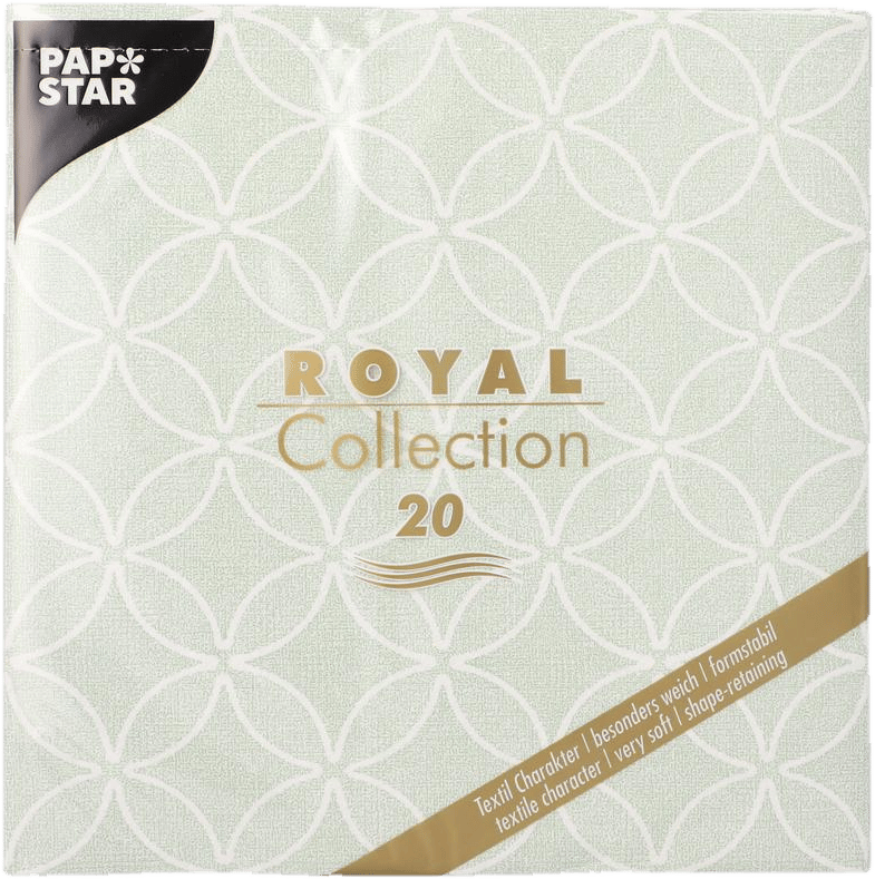 PAPSTAR 20 Napkins "ROYAL Collection" 1/4 fold 40 cm x 40 cm jade green "Circle Flowers"